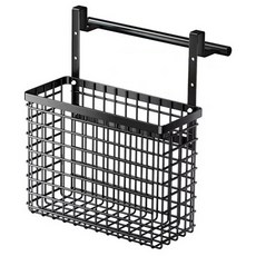 JLIFE Wiz 格紋線條抹布架收納籃, 黑色, 1個