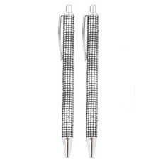 微笑系列 好寫禮物筆, 2個, 格紋銀色