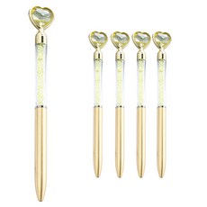 微笑流暢書寫禮物原子筆, 5個, 愛心淺金