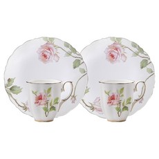 T-logic 玫瑰花園早午餐咖啡杯雙人組, 1套, 白色