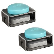 Woni家 免鑽孔浴室洗手台肥皂架, 灰色, 2個