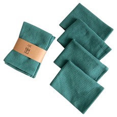 快速吸收純棉廚房抹布, 5個, 綠色