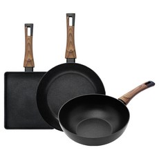 실바트 인덕션 까리노 IH 프라이팬 세트 3개, 블랙, 계란말이팬 24cm + 프라이팬 30cm + 궁중팬 30cm, 1세트