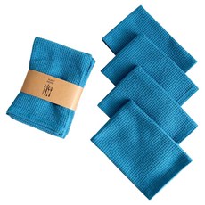 快速吸收純棉廚房抹布, 5個, 藍色