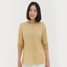 Crocodile 鱷魚 女士立領鏤空七分袖罩衫 CLBMBL106