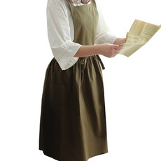 엘쏘 코튼 플리츠 원피스 앞치마, 그린, 1개