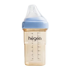 hegen 台灣公司貨 金色奇蹟 PPSU 多功能方圓型寬口奶瓶, 沁藍色, 240ml, 1個