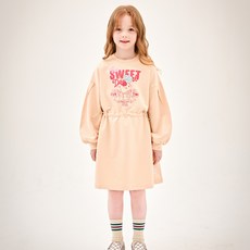 JELISPOON 女童甜美腰部抽繩洋裝