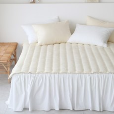 BasicTone 韓國製100%莫代爾加大鬆緊帶固定式床墊, 奶油黃