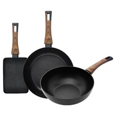 실바트 인덕션 까리노 IH 프라이팬 세트 3개, 블랙, 계란말이팬 18cm + 프라이팬 28cm + 궁중팬 28cm, 1세트