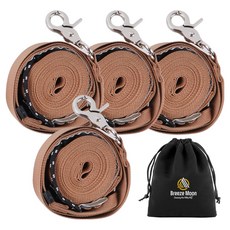 Breeze Moon 第3代高強度天幕織帶繩側邊4入 + 收納袋組合, 卡其棕色(織帶)