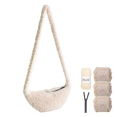 Yarna Nuvole Bonnie包 DIY材料包 Nuvole 3p + Hazel 1p + YKK 雙色混搭拉鍊 30cm + 印刷圖案套組, 1套, 2 米色(Nuvole), 701(Hazel), 黑色(拉鍊)