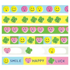 인디케이 해피럭키 스마일 마스킹테이프 6종 세트 15mm x 3m, 혼합색상, 1세트