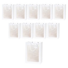 abm 方形花朵透明購物袋, 白色, 10個