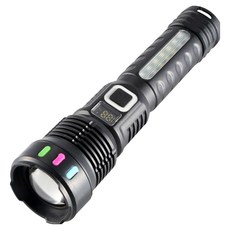 니치유 방수 USB 용량 표시 충전식 다용도 작업 손전등 블랙, 1개