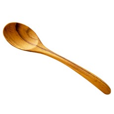 스와하 코팅을 하지 않은 티크 디져트 스푼, 원목, 1개