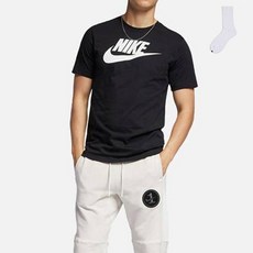 Nike 男性 NSW Futura 短袖 T 恤 AR5004-010 + Welldone 襪子組