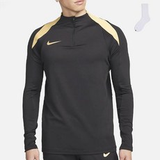 Nike男款Dry Fit Strike半拉鍊式鑽石長袖T恤 FN2404-011+Well Done襪子組