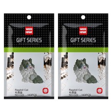 와이즈호크 아토 렉돌고양이 나노블럭 C22wh, 혼합색상, 2개