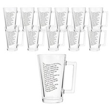 레터링 유리 머그컵 480ml, 투명, 12개
