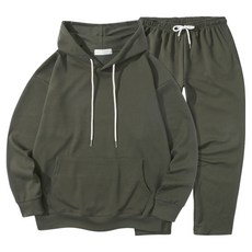 ILLUSO 柔軟特殊雙面棉連帽T恤 + 直筒運動褲套裝