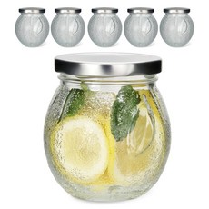 미르코리아 홈메이드 과일청 레몬 유리병 300ml x 6p + 실버캡 랜덤발송 6p 세트, 1세트