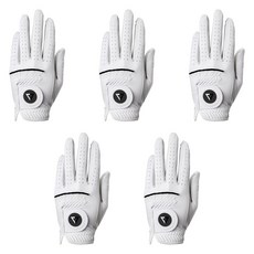 포언더 남성용 반양피 골프장갑 왼손용, 화이트, 5개
