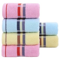 Woni家 格紋點綴棉紗洗臉毛巾 100g 3款 x 2入組, 1套, 黃色, 藍色, 粉紅色