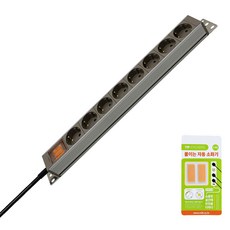 Gaganet 伺服器機櫃鋁製8孔延長線 + 自動滅火119防火貼紙2入組, 1套, 3m, 單一顏色