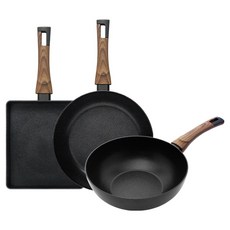 실바트 인덕션 까리노 IH 프라이팬 세트 3개, 블랙, 계란말이팬 24cm + 프라이팬 26cm + 궁중팬 26cm, 1세트