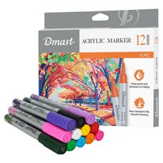 Dmast 丹途 壓克力麥克筆12色套組, 12色, 1套
