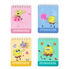 deLi 得力 海綿寶寶迷你筆記本4種套組 100張, 1套, 粉紅色 + 黃色 + 綠色 + 藍色