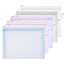 deLi 得力 網眼彩色收納袋 A5 5入組, 1套, 藍色, 粉紅色, 紫色, 綠色, 白色