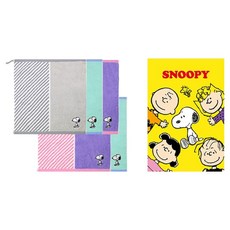 송월타월 스누피 스플릿 36 핸드타월 5p + 스누피케이스 세트, 랜덤발송, 1세트