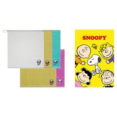 Songwol 松月 Snoopy 史努比大蝴蝶結36擦手巾5入 + Snoopy 史努比收納盒組, 1套, 隨機出貨