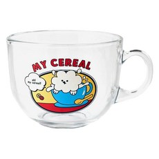 버터 두둠칫 멍솜이 유리 시리얼머그 450ml, 블루, 1개