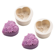 Fix9 UV迷你樹脂模具 三重花朵愛心 2入, 單一顏色