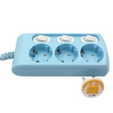 LUGBOX 盒式獨立開關3孔延長線 KF-KSB-03K3-A, 1.5m, 藍色, 1個