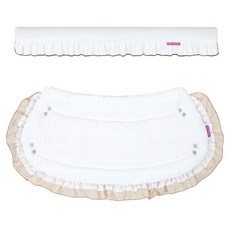 瑪尼多寵物 狗狗推車護欄 智能防撞條 + 外罩組合, 荷葉邊白色(智能防撞條), 波紋白色(外罩), 1套