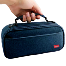 푸트로랩 대용량 손잡이 연필 케이스 3중 레이어, 딥 블루, 1개