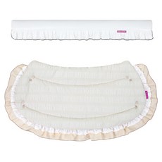 瑪尼多寵物 狗狗推車護欄 智能防撞條 + 外罩組合, 荷葉邊白色(智能防撞條), 波紋米色(外罩), 1套