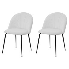 룸앤홈 밀로 패브릭 체어, 화이트, 2개