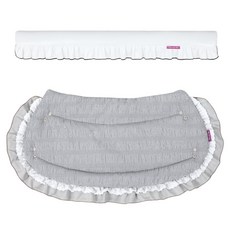 瑪尼多寵物 狗狗推車護欄 智能防撞條 + 外罩組合, 荷葉邊白色(智能防撞條), 波紋灰色(外罩), 1套