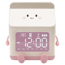 E.B. MADE 元氣牛奶盒鬧鐘小管家 MK-C，產品尺寸 77x75.59x94.63mm, 甜密粉