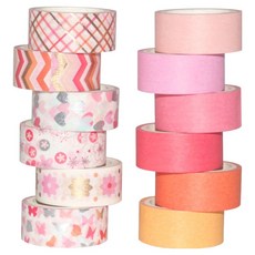 Sellingnew Art Spin 裝飾手帳紙膠帶 15mm x 3m 12款套組, 1套, 粉色調
