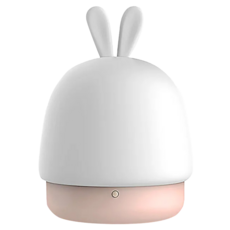 E.B.MADE 萌萌兔觸控LED矽膠陪伴小夜燈 三段調光, 嫩粉色