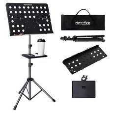 MIGHTY KING 可對半折疊的樂譜架 + 托盤組合 MUS75T, 1套, 黑色