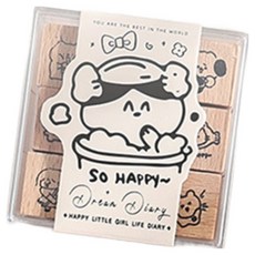 DOnG-A Pms 手帳裝飾 動物角色 木頭印章 9件組 Dream diary, 1套, 單一顏色