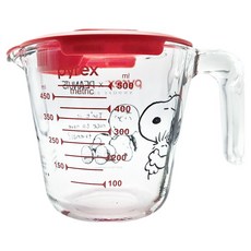 파이렉스 내열유리 계량컵 + 뚜껑 세트, 스누피, 500ml, 1세트