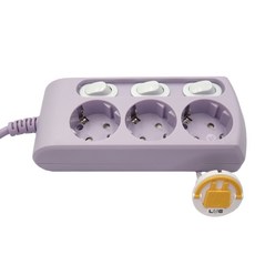 LUGBOX 獨立開關一般三孔延長線, 150cm, 紫粉色, 1個